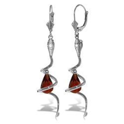 Genuine 4.56 ctw Garnet & Diamond Earrings Jewelry 14KT White Gold - REF-91W4Y