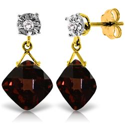 Genuine 17.56 ctw Garnet & Diamond Earrings Jewelry 14KT Yellow Gold - REF-59R2P