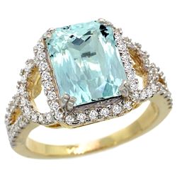 Natural 2.78 ctw aquamarine & Diamond Engagement Ring 14K Yellow Gold - REF-116N5G