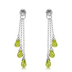 Genuine 10.53 ctw Peridot & Diamond Earrings Jewelry 14KT White Gold - REF-33P7H