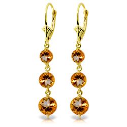 Genuine 7.2 ctw Citrine Earrings Jewelry 14KT Yellow Gold - REF-42R6P