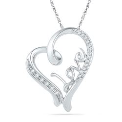 0.10 CTW Diamond Heart Love Pendant 10KT White Gold - REF-16W4K