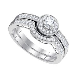 0.50 CTW Diamond Bridal Wedding Engagement Ring 10KT White Gold - REF-52F4N