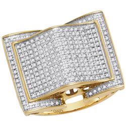 0.79 CTW Mens Diamond Arched Square Cluster Ring 10KT Yellow Gold - REF-75H2M
