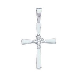0.05 CTW Diamond Cluster Small Cross Pendant 14KT White Gold - REF-7K4W