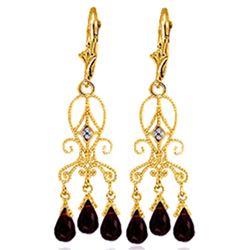 Genuine 6.31 ctw Garnet & Diamond Earrings Jewelry 14KT Yellow Gold - REF-34M6T