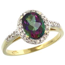 Natural 1.3 ctw Mystic-topaz & Diamond Engagement Ring 10K Yellow Gold - REF-25N9G