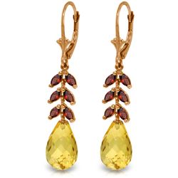 Genuine 11.20 ctw Citrine & Garnet Earrings Jewelry 14KT Rose Gold - REF-56K2V