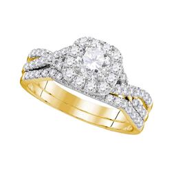1 CTW Diamond Halo Bridal Engagement Ring 14KT Yellow Gold - REF-172Y4X
