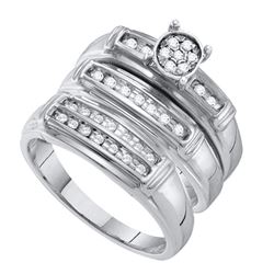 0.24 CTW His & Hers Diamond Cluster Matching Bridal Ring 10KT White Gold - REF-37Y5X