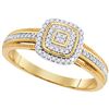 Image 1 : 0.15 CTW Diamond Cluster Square Milgrain Ring 10KT Yellow Gold - REF-22Y4X