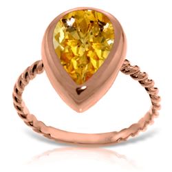 Genuine 2.5 ctw Citrine Ring Jewelry 14KT Rose Gold - REF-40W7Y