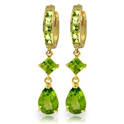 Genuine 5.62 ctw Peridot Earrings Jewelry 14KT Yellow Gold - REF-62R7P