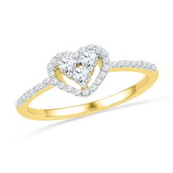0.29 CTW Diamond Framed Heart Cluster Ring 10KT Yellow Gold - REF-24F2N