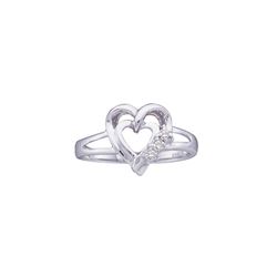 0.03 CTW Diamond Simple Heart Ring 10KT White Gold - REF-14X9Y