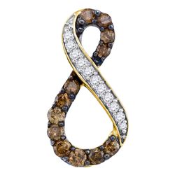 0.50 CTW Cognac-brown Color Diamond Infinity Pendant 10KT Yellow Gold - REF-22F4N