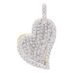 0.33 CTW Diamond Heart Pendant 10KT Yellow Gold - REF-22K4W