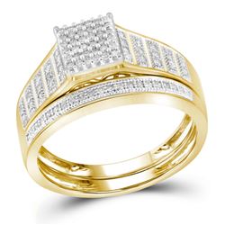 0.25 CTW Diamond Rectangle Cluster Bridal Engagement Ring 10KT Yellow Gold - REF-30K2W