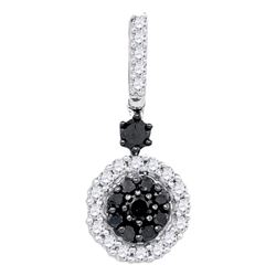 0.50 CTW Black Color Diamond Cluster Pendant 10KT White Gold - REF-26H9M