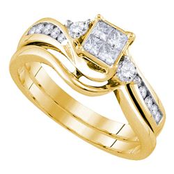 0.50 CTW Diamond Princess Bridal Engagement Ring 10KT Yellow Gold - REF-71W3K