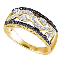 0.40 CTW Black Color Diamond Vine Ring 10KT Yellow Gold - REF-34N4F