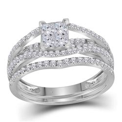 1 CTW Princess Diamond Bridal Engagement Ring 10KT White Gold - REF-75X2Y
