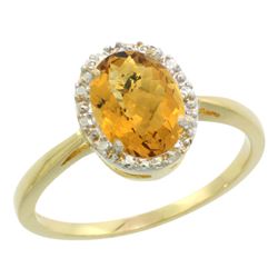 Natural 1.22 ctw Whisky-quartz & Diamond Engagement Ring 10K Yellow Gold - REF-19G9M
