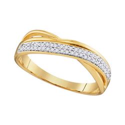 0.12 CTW Diamond Crossover Ring 10KT Yellow Gold - REF-18N2F
