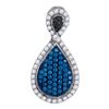 Image 1 : 0.53 CTW Blue Color Diamond Teardrop Cluster Pendant 10KT White Gold - REF-34X4Y