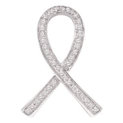 0.10 CTW Diamond Awareness Ribbon Pendant 10KT White Gold - REF-13M4H