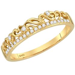 0.07 CTW Diamond Floral Stackable Ring 10KT Yellow Gold - REF-13H4M