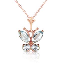 Genuine 0.60 ctw Aquamarine Necklace Jewelry 14KT Rose Gold - REF-25N2R