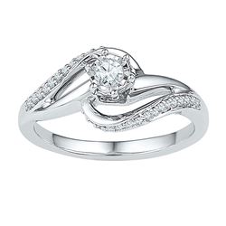 0.20 CTW Diamond Solitaire Swirl Bridal Engagement Ring 10KT White Gold - REF-26X9Y
