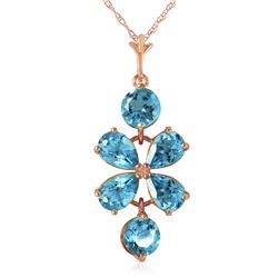 Genuine 3.15 ctw Blue Topaz Necklace Jewelry 14KT Rose Gold - REF-30K3V