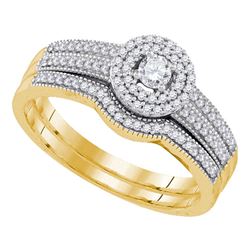 0.33 CTW Diamond Halo Bridal Engagement Ring 10KT Yellow Gold - REF-44W9K