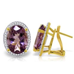 Genuine 10.56 ctw Amethyst & Diamond Earrings Jewelry 14KT Yellow Gold - REF-128R3P