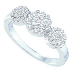 0.50 CTW Diamond Triple Flower Cluster Ring 14KT White Gold - REF-49W5K