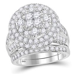 3 CTW Princess Diamond Soleil Cluster Bridal Engagement Ring 14KT White Gold - REF-311F2N