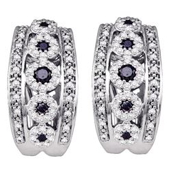 0.75 CTW Black Color Diamond Unique French-clip Cuff Earrings 10KT White Gold - REF-71N9F