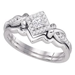 0.25 CTW Princess Diamond Bridal Engagement Ring 10KT White Gold - REF-34K4W