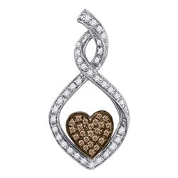 0.27 CTW Cognac-brown Color Diamond Heart Love Pendant 10KT White Gold - REF-24X2Y