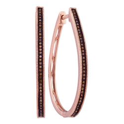 0.25 CTW Red Color Diamond Slender Large Unique Hoop Earrings 10KT Rose Gold - REF-37K5W