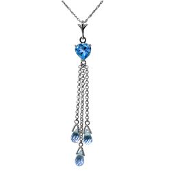 Genuine 4.75 ctw Blue Topaz Necklace Jewelry 14KT White Gold - REF-37N4R