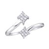 Image 1 : 0.20 CTW Princess Diamond Cluster Bypass Bisected Ring 14KT White Gold - REF-18N2F