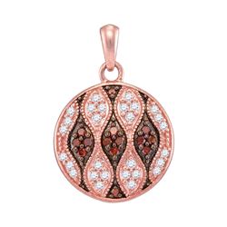 0.33 CTW Red Color Diamond Circle Pendant 10KT Rose Gold - REF-20X9Y
