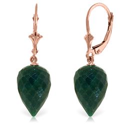 Genuine 25.7 ctw Green Sapphire Corundum Earrings Jewelry 14KT Rose Gold - REF-37V7W