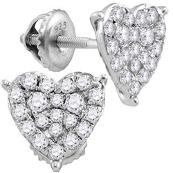 0.47 CTW Diamond Heart Stud Earrings 10KT White Gold - REF-34K4W