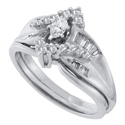 0.52 CTW Marquise Diamond Bridal Engagement Ring 14KT White Gold - REF-64Y4X