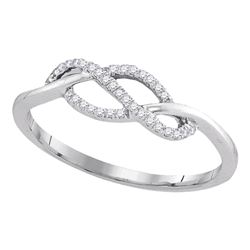 0.10 CTW Diamond Crossover Strand Ring 10KT White Gold - REF-13K4W
