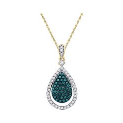 0.60 CTW Blue Color Diamond Teardrop Pendant 10KT Rose Gold - REF-41N9F